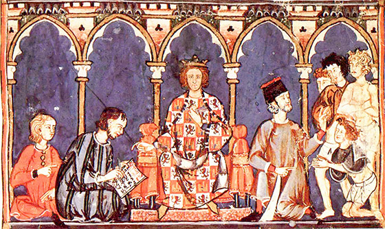 Pintura em um manuscrito medieval