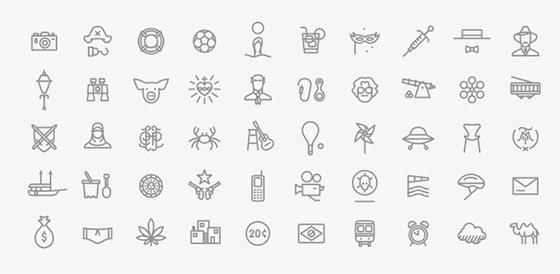 Mini ícones, complementares aos pictogramas principais.