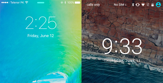 iOS 9 e Android Marshmallow lado a lado. Imagem via. 