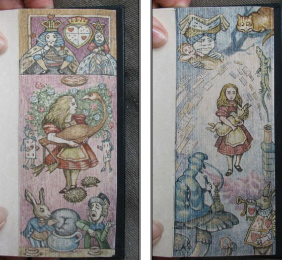 Pintura dupla em exemplar original de Lewis Carroll, "Alice no país das Maravilhas".
