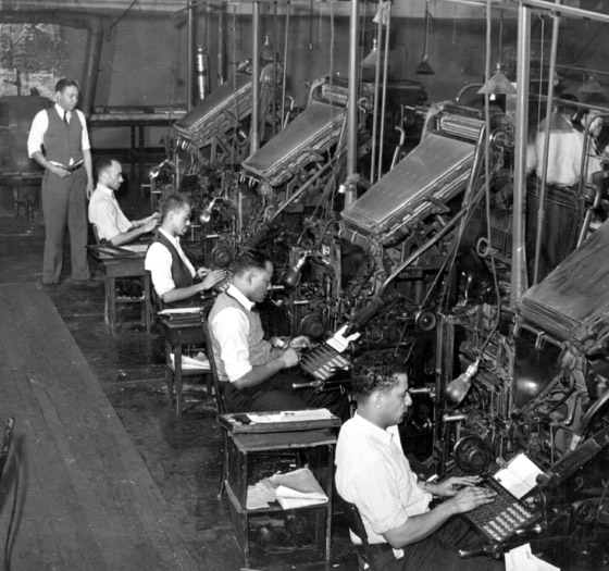 Operadores de Linotipo em Chicago. 