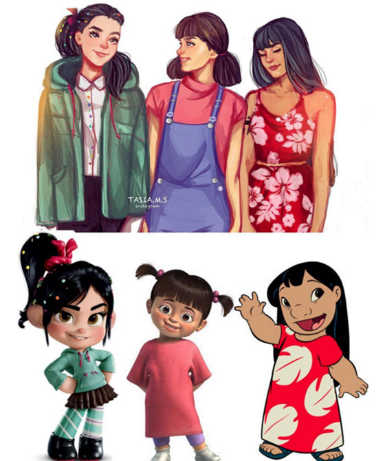 Vanellope ("Detona Ralph"), Boo ("Monstros S.A.") e Lilo ("Lilo e Stitch")